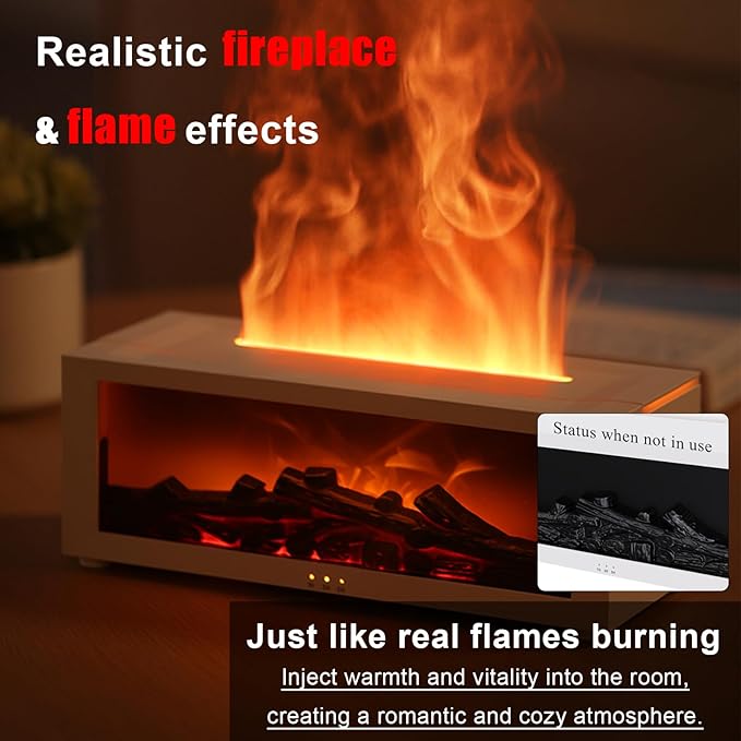 Flame Fireplace Aroma Diffuser – Ultrasonic Aroma & Flame Mist